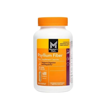 Member's Mark 100% Natural Psyllium Husk Fiber Capsules, Digestive Health, 400 Count (Pack of 1)